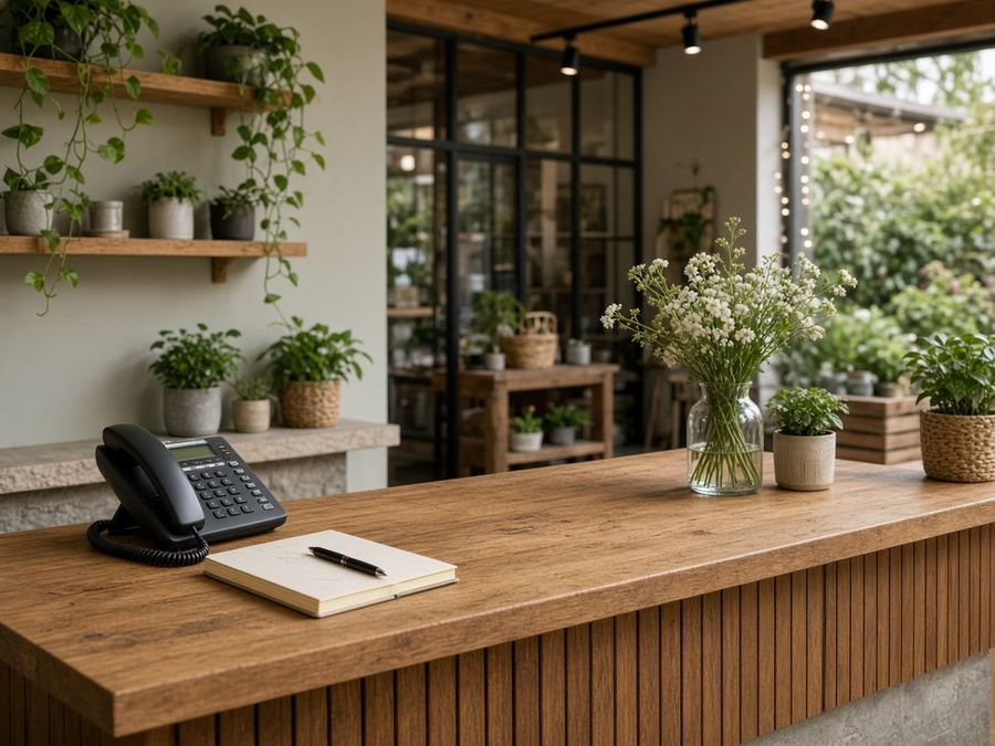 Contact desk at Stonehive House in Hamburg