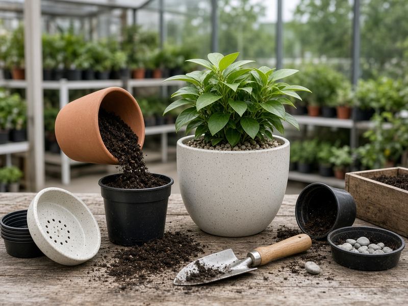 Repotting bench at Stonehive House